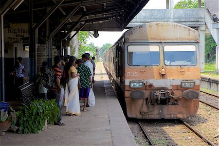 Train arriving at Negombo train station, Sri Lanka, Indian Ocean, Asia Stock Photo - Rights-Managed, Code: 841-07206594