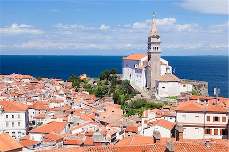 simsearch:841-07457834,k - High angle view of the old town with cathedral of St. George, Piran, Istria, Slovenia, Europe Photographie de stock - Rights-Managed, Code: 841-07201581