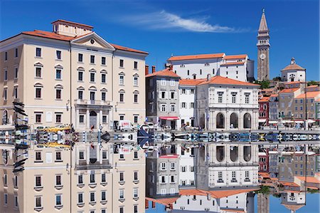 simsearch:841-06806761,k - Waterfront buildings at the harbour and bell tower of Cathedral of St. George, Piran, Istria, Slovenia, Europe Stock Photo - Rights-Managed, Code: 841-07201583