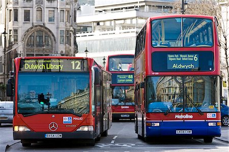 Public transport buses travel in heavy traffic in Trafalgar Square, London city centre, England, United Kingdom Stock Photo - Rights-Managed, Code: 841-07201914