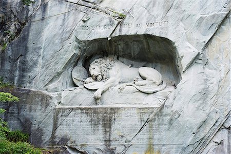 simsearch:400-05716374,k - Lion Monument by Lucas Ahorn for Swiss soldiers who died in the French Revolution, Lucerne, Switzerland, Europe Stock Photo - Rights-Managed, Code: 841-07202199