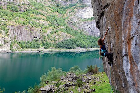 simsearch:841-07083087,k - A female climber tackles a steep cliff at Loven, near Aurland, western Norway, Scandinavia, Europe Stock Photo - Rights-Managed, Code: 841-07202278