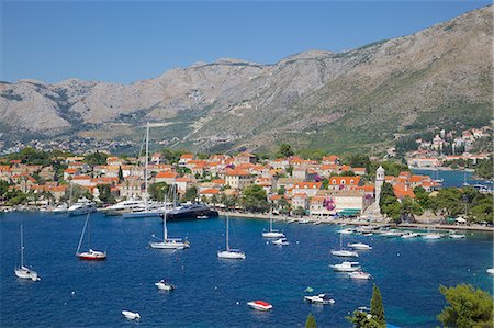 View of Old Town and Adriatic Coast, Cavtat, Dubrovnik Riviera, Dalmatian Coast, Dalmatia, Croatia, Europe Stock Photo - Rights-Managed, Code: 841-07202469