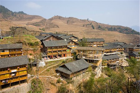 simsearch:841-07457244,k - Traditional homes in the mountain village of Ping An, Longsheng, near Guilin, China Stock Photo - Rights-Managed, Code: 841-07457204