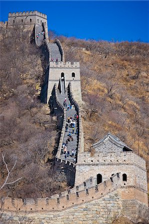 simsearch:841-07457235,k - The ancient Great Wall of China snaking through mountains at Mutianyu, north of Beijing (formerly Peking) Stock Photo - Rights-Managed, Code: 841-07457218