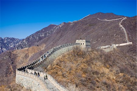 simsearch:841-07457235,k - The ancient Great Wall of China snaking through mountains at Mutianyu, north of Beijing (formerly Peking) Stock Photo - Rights-Managed, Code: 841-07457213