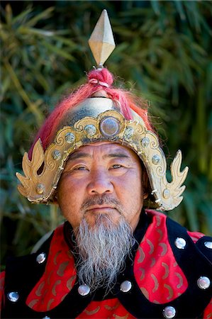 simsearch:841-07457244,k - Man dressed in Mongolian Warrior costume at The Great Wall of China, Mutianyu, north of Beijing Stock Photo - Rights-Managed, Code: 841-07457222