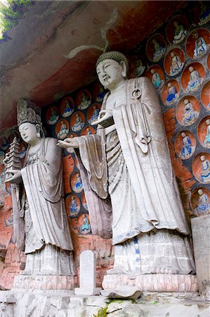 simsearch:841-07457235,k - Dazu rock carvings of Buddha of Wisdom and Buddha of Great Sunlight at Mount Baoding, Chongqing, China Stock Photo - Rights-Managed, Code: 841-07457276