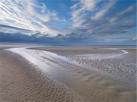 patterns in landscape - Low tide on a summer evening at Holkham Bay, Norfolk, England, United Kingdom, Europe Stock Photo - Rights-Managed, Code: 841-07457768