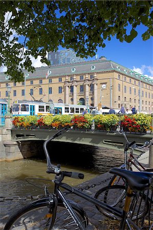 Canal and city tram, Drottningtorget, Gothenburg, Sweden, Scandinavia, Europe Stock Photo - Rights-Managed, Code: 841-07457802