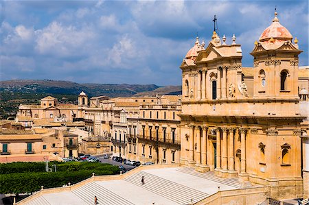 simsearch:841-07081829,k - Elevated view of Noto Cathedral (St. Nicholas Cathedral), Noto, Val di Noto, UNESCO World Heritage Site, Sicily, Italy, Europe Stock Photo - Rights-Managed, Code: 841-07523233