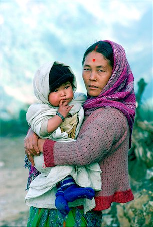 security costume - Woman and girl child in rural Nepal. Stock Photo - Rights-Managed, Code: 841-07523830