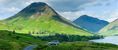 Range Rover 4x4 vehicle by Wasdale Fell and Wastwater in the Lake District National Park, Cumbria, UK Stock Photo - Rights-Managed, Code: 841-07540526