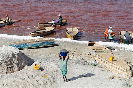 Collecting salt at Redba salt lake (Pink Lake), Senegal, West Africa, Africa Stock Photo - Rights-Managed, Code: 841-07541016