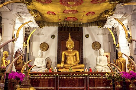 simsearch:841-06446692,k - Golden sitting Buddhist statue, Temple of the Sacred Tooth Relic, UNESCO World Heritage Site, Kandy, Sri Lanka, Asia Stock Photo - Rights-Managed, Code: 841-07600049