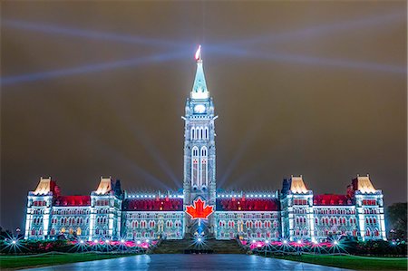 Parliament Hill sound and light show Mosaika, projected onto the capital Parliament Building, Ottawa, Ontario, Canada, North America Photographie de stock - Rights-Managed, Code: 841-07653028