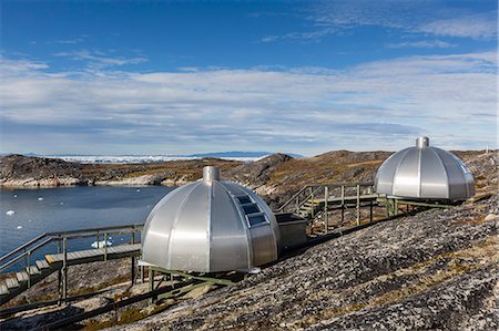 polar region - Modern igloo cabins for rent from the Hotel Arctic in the town of Ilulissat, Greenland, Polar Regions Stock Photo - Rights-Managed, Code: 841-07653049