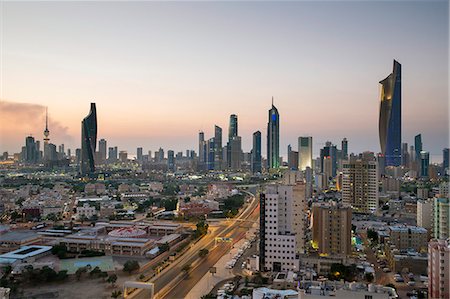 Elevated view of the modern city skyline and central business district, Kuwait City, Kuwait, Middle East Stock Photo - Rights-Managed, Code: 841-07653298