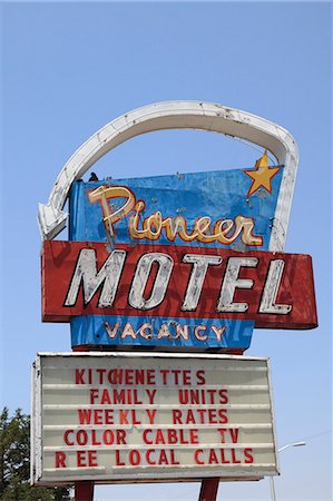 Motel, Retro Sign, Route 66, Central Avenue, Albuquerque, New Mexico, United States of America, North America Stock Photo - Rights-Managed, Code: 841-07653384