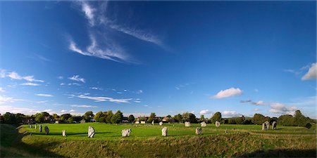 Panoramic photo of Megalithic stone circle, Avebury, UNESCO World Heritage Site, Wiltshire, England. United Kingdom, Europe Stock Photo - Rights-Managed, Code: 841-07673489