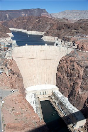 View of Hoover Dam from the new Mike O'Callaghan-Pat Tillman Memorial Bridge, Arizona, United States of America, North America Stock Photo - Rights-Managed, Code: 841-07782201