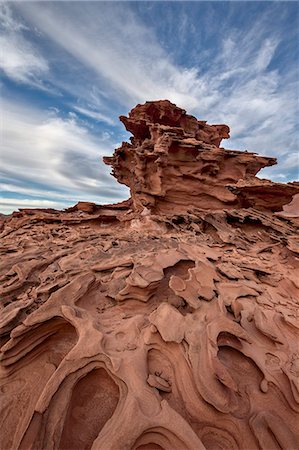 Red sandstone with three-dimensional erosion forms, Gold Butte, Nevada, United States of America, North America Photographie de stock - Rights-Managed, Code: 841-07782411