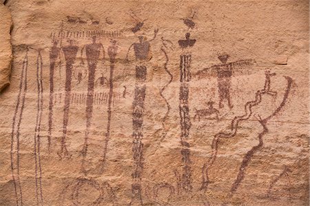Buckhorn Wash Rock Art Panel, Barrier Canyon Style, dating from 2000 BC to 1 AD, San Rafael Swell, Utah, United States of America, North America Stock Photo - Rights-Managed, Code: 841-07782626