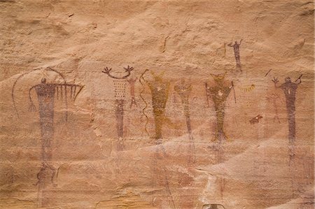 Buckhorn Wash Rock Art Panel, Barrier Canyon Style, dating from 2000 BC to 1 AD, San Rafael Swell, Utah, United States of America, North America Stock Photo - Rights-Managed, Code: 841-07782627