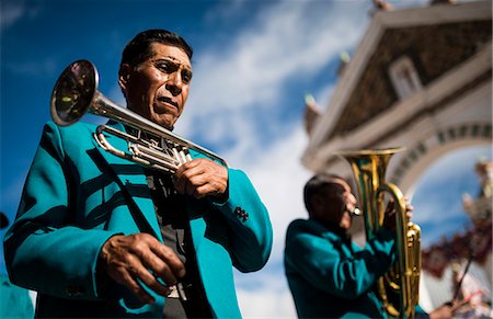 Musicians, Fiesta de la Virgen de la Candelaria, Copacabana, Lake Titicaca, Bolivia, South America Stock Photo - Rights-Managed, Code: 841-07783117