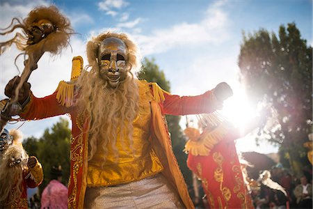 simsearch:841-07783120,k - Dancers in traditional costume, Fiesta de la Virgen de la Candelaria, Copacabana, Lake Titicaca, Bolivia, South America Stock Photo - Rights-Managed, Code: 841-07783118
