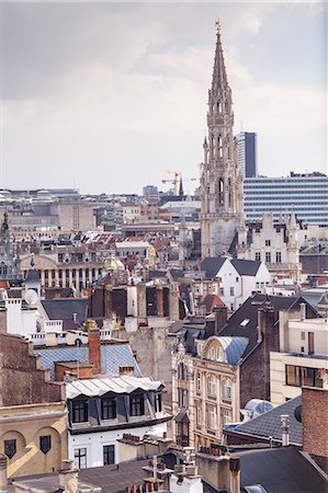 The rooftops and spire of the Town Hall in the background, Brussels, Belgium, Europe Stock Photo - Rights-Managed, Code: 841-07783140