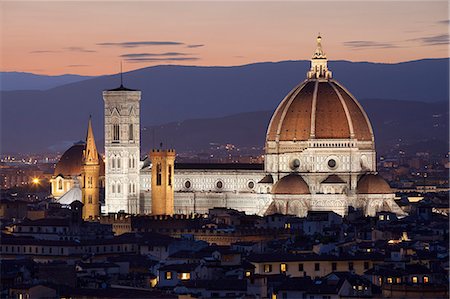 Duomo at night from Piazza Michelangelo, Florence, UNESCO World Heritage Site, Tuscany, Italy, Europe Stock Photo - Rights-Managed, Code: 841-07801612