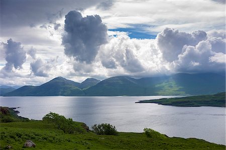 Panoramic view across Loch Na Keal to Ben More mountain on the Isle of Mull, Inner Hebrides, Western Isles, Scotland, United Kingdom, Europe Stock Photo - Rights-Managed, Code: 841-07913734