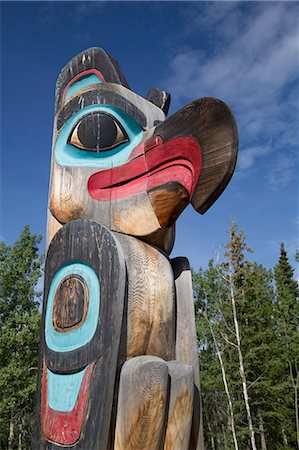 Eagle image on Totem Pole, Teslin Tlingit Heritage Center, Teslin, Yukon, Canada, North America Stock Photo - Rights-Managed, Code: 841-07913913