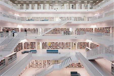 Interior view, New Public Library, Mailaender Platz Square, Architect Prof. Eun Young Yi, Stuttgart, Baden Wurttemberg, Germay, Europe Stock Photo - Rights-Managed, Code: 841-08059407