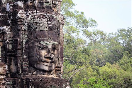 simsearch:841-06503106,k - Buddha face carved in stone at the Bayon Temple, Angkor Thom, Angkor, UNESCO World Heritage Site, Cambodia, Indochina, Southeast Asia, Asia Stock Photo - Rights-Managed, Code: 841-08059479