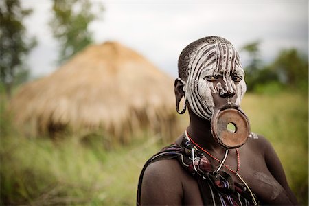 Portrait of Nangone, Mursi Tribe, Minisha Village, Omo Valley, Ethiopia, Africa Stock Photo - Rights-Managed, Code: 841-08059665