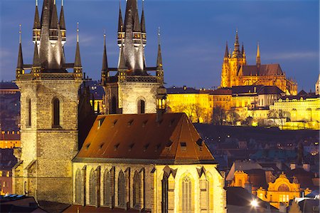 simsearch:841-07673469,k - Overview of the Church of Our Lady of Tyn and Prague Castle, UNESCO World Heritage Site, Prague, Czech Republic, Europe Stock Photo - Rights-Managed, Code: 841-08101714