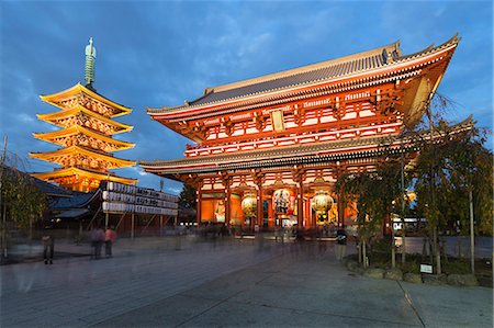 Senso-ji, an ancient Buddhist temple, at night, Asakusa, Tokyo, Japan, Asia Stock Photo - Rights-Managed, Code: 841-08102238