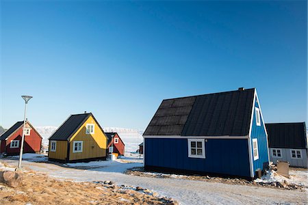 polar region - Colourful wooden houses in the village of Qaanaaq, one of the most northerly human settlements on the planet and home to 656 mostly Inuit people, Greenland, Denmark, Polar Regions Stock Photo - Rights-Managed, Code: 841-08220897