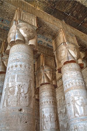 simsearch:841-03676615,k - Hathor-headed columns, Hypostyle Hall, Temple of Hathor, Dendera, Egypt, North Africa, Africa Stock Photo - Rights-Managed, Code: 841-08220966