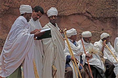 simsearch:841-06032357,k - Priests singing during Easter Orthodox Christian religious celebrations in the ancient rock-hewn churches of Lalibela, Ethiopia, Africa Stock Photo - Rights-Managed, Code: 841-08239998
