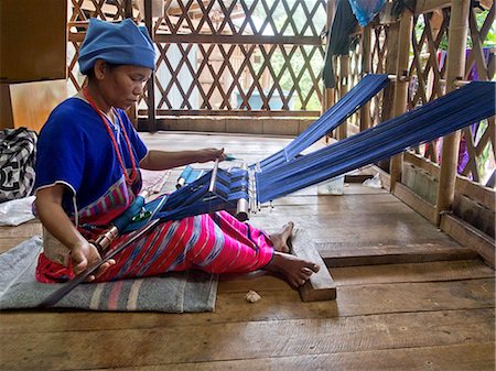 Ethnic hill tribe woman weaving crafts in the Doi Inthanon National Park in northern Thailand, Southeast Asia, Asia Stock Photo - Rights-Managed, Code: 841-08240010