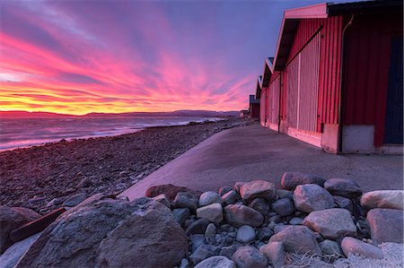 The colors of dawn light up the houses of fishermen, Arland Brekstad, Trondelag, Norway, Scandinavia, Europe Stock Photo - Rights-Managed, Code: 841-08279106