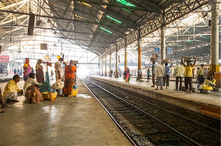 railway station with people - Chhatrapati Shivaji Terminus (Victoria Terminus), Mumbai, India, Asia Stock Photo - Rights-Managed, Code: 841-08279277