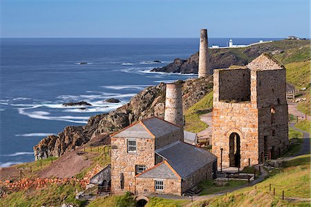 europe landmark - Levant tin mine and Pendeen Lighthouse, Trewellard, Cornwall, England, United Kingdom, Europe Stock Photo - Rights-Managed, Code: 841-08279397