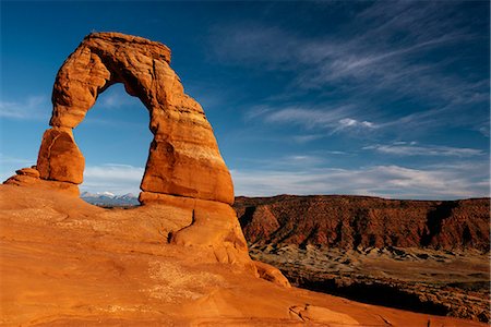 rock arch - Delicate Arch at dusk, Arches National Park, Utah, United States of America, North America Stock Photo - Rights-Managed, Code: 841-08357739