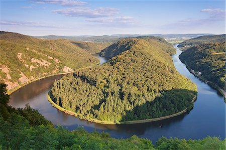 river saar - Saar Loop (Grosse Saarschleife) seen from Cloef viewing point, Orscholz near Mettlach, Saarland, Germany, Europe Stock Photo - Rights-Managed, Code: 841-08421165