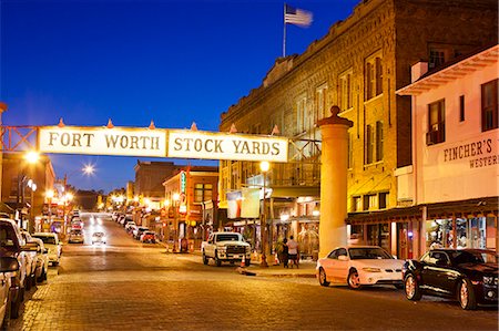 flag of usa picture - Fort Worth Stockyards at night, Texas, United States of America, North America Stock Photo - Rights-Managed, Code: 841-08527755