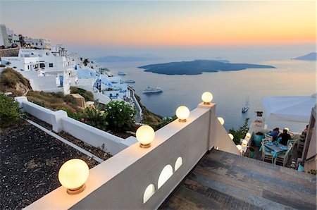 simsearch:841-05960033,k - The fiery red sky on the Aegean Sea after sunset seen from the typical terraces of Firostefani, Santorini, Cyclades, Greek Islands, Greece, Europe Stock Photo - Rights-Managed, Code: 841-08645307